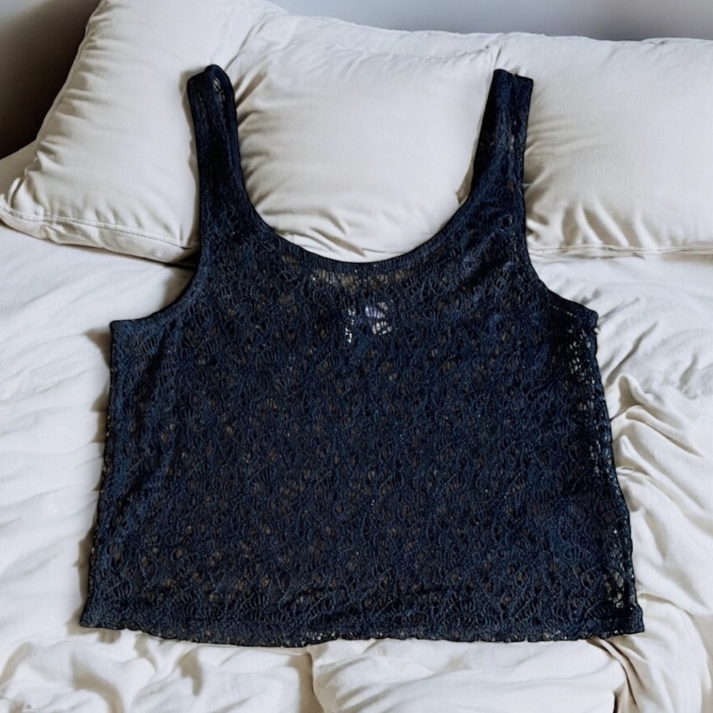 Black lace Crop Tank Top